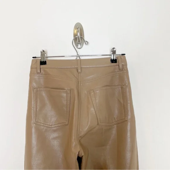 Aritzia Wilfred Melina High Rise Straight Leg Faux Leather Pant Brown - Picture 6 of 6